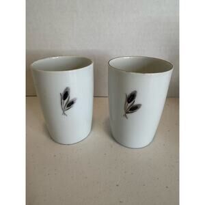 2 Vintage 6 Oz Tumbler Silver Wheat MCM Fukagawa Arita 928 Fair Condition